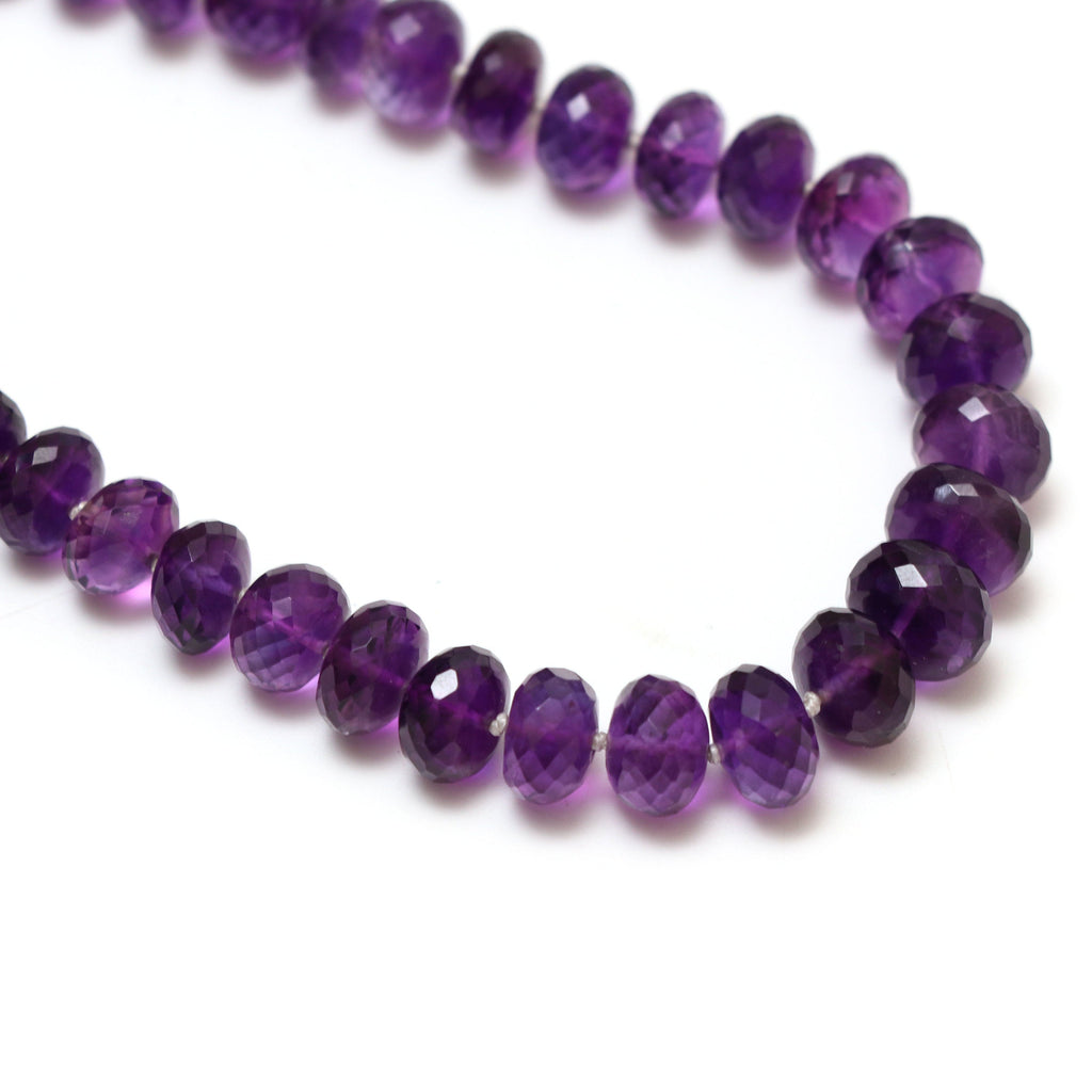 Beautiful Amethyst Necklace for Gifting | Bright Purple Natural African Amethyst Beaded Necklace | 16 Inches | Silver 925 Magnet Clasp - National Facets, Gemstone Manufacturer, Natural Gemstones, Gemstone Beads