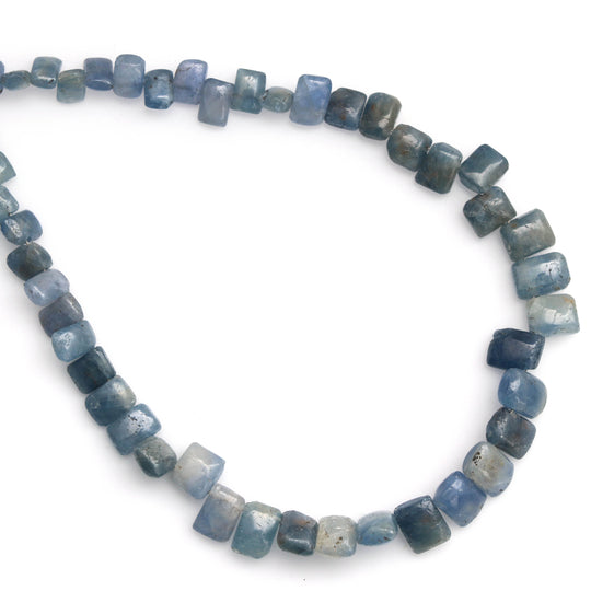 Blue Sapphire Smooth Rectangle Beads, 3.5x5 MM to 6x7 MM, Blue Sapphire Jewelry Making Beads, 8 Inch ,Price Per Strand