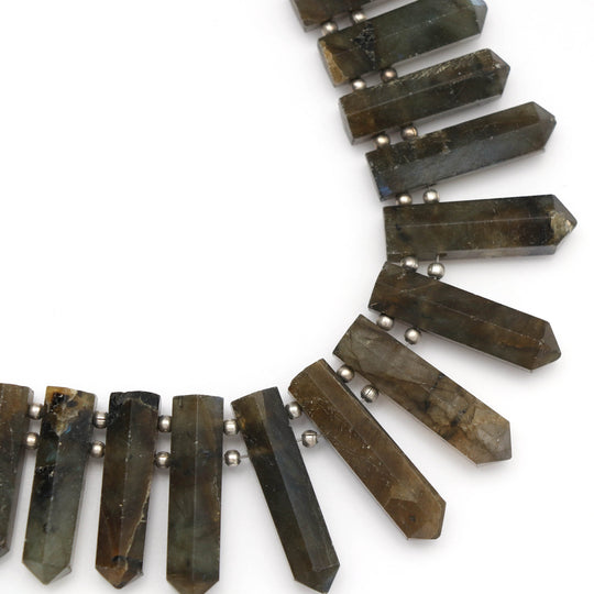 Labradorite Faceted Bullet Side Drilled Beads,20x5 MM to 26x6 MM, Labradorite Jewelry Making Beads, 8 Inches Full Strand, Price Per Strand