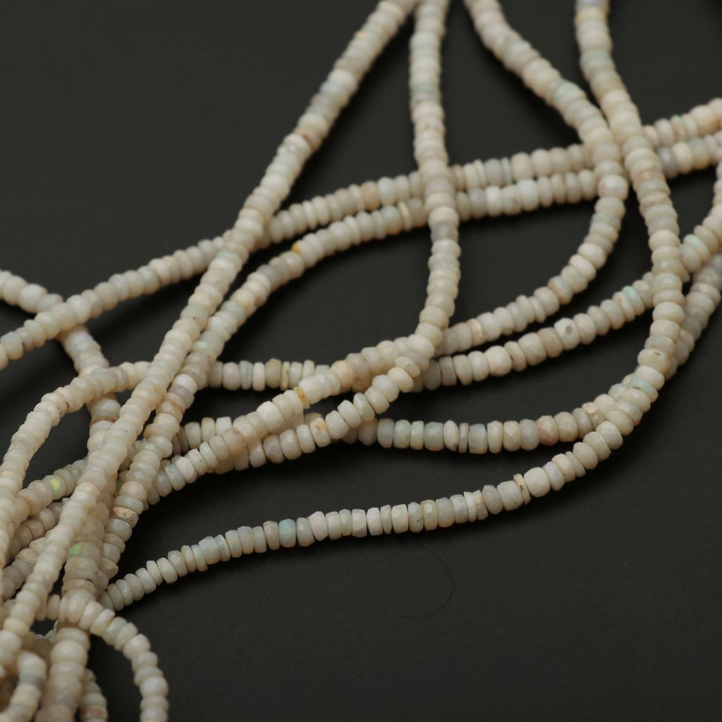 Milky Australian Opal Faceted Rondelle Beads | 3.5 mm to 6 mm | Milky Australian Opal Beads | 8 Inch/18 Inch | Price Per Strand - National Facets, Gemstone Manufacturer, Natural Gemstones, Gemstone Beads
