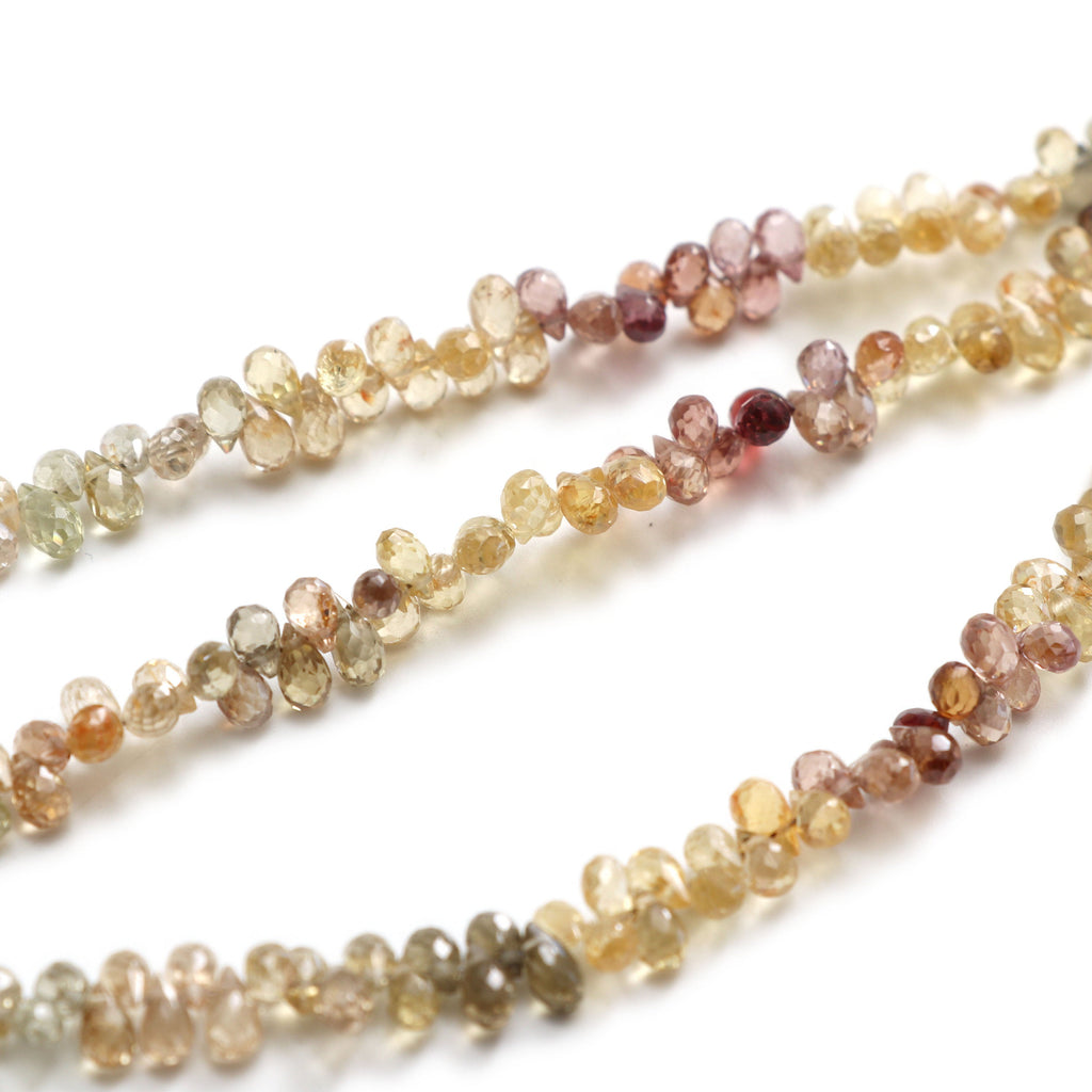 Natural Zircon Faceted Briolette Beads | Zircon Faceted drops | 5x3.5 mm to 6x3.5 mm | 8 Inch/ 16 Inch Full Strand | Price Per Strand - National Facets, Gemstone Manufacturer, Natural Gemstones, Gemstone Beads