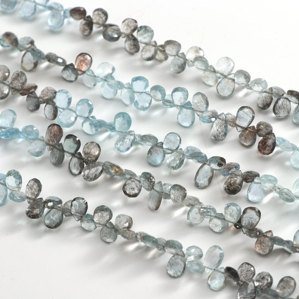 Natural Aquamarine Smooth Pear Beads, Aquamarine Smooth - 5x7 mm to 5x8 mm -Aquamarine Pear-Gem Quality,8 Inch Full Strand,Price Per Strand - National Facets, Gemstone Manufacturer, Natural Gemstones, Gemstone Beads