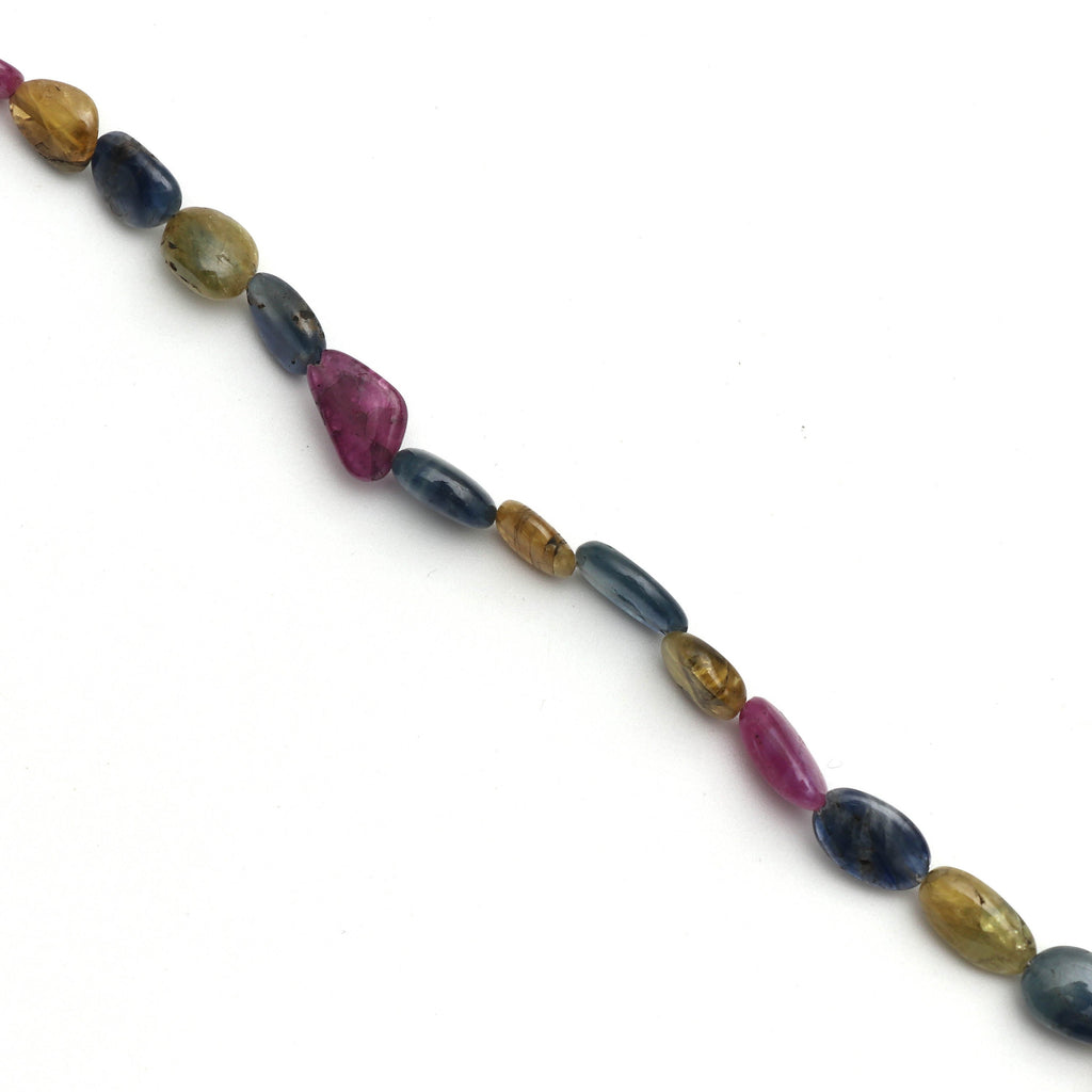 Multi Sapphire Smooth Tumble Beads - 5x7 mm to 6x9 mm -Multi Sapphire Tumble - Gem Quality , 8 Inch/ 20 Cm Full Strand, Price Per Strand - National Facets, Gemstone Manufacturer, Natural Gemstones, Gemstone Beads