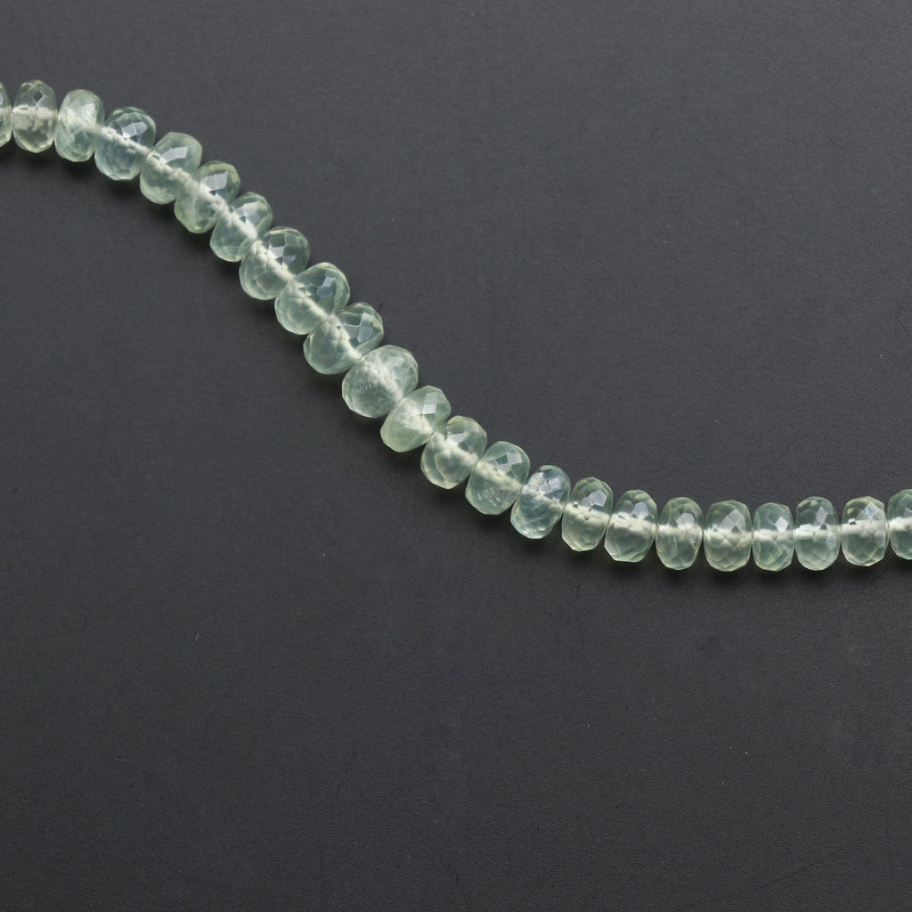 Prehnite Roundel Faceted Beads - 5.5 mm to 8 mm - Prehnite Beads - Gem Quality , 8 Inch/ 20 Cm Full Strand, Price Per Strand - National Facets, Gemstone Manufacturer, Natural Gemstones, Gemstone Beads