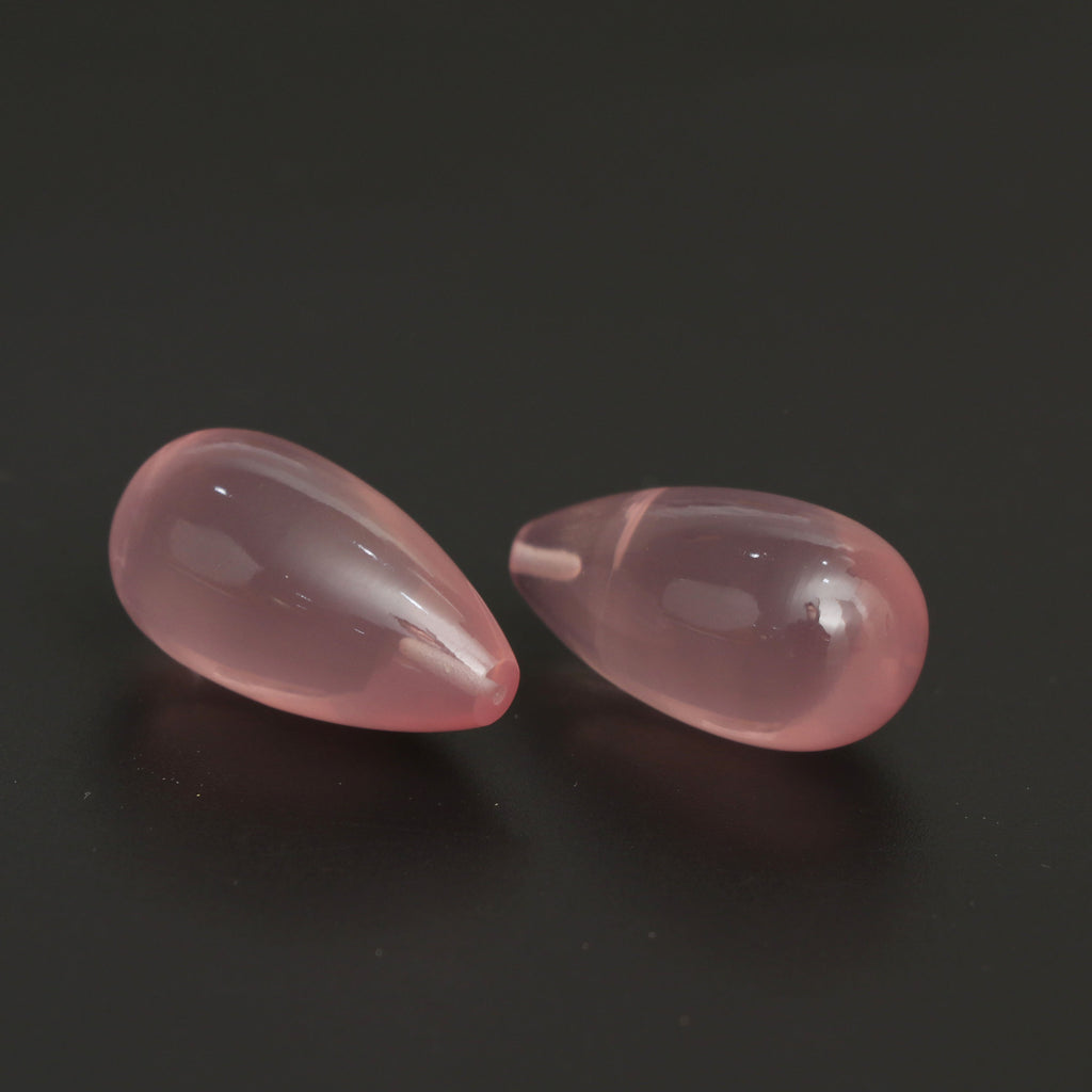 Natural Rose Quartz Smooth Top Drilled Drop Loose Cabochon Gemstone | 14x26 mm | Smooth Cabochon Gemstone | Pair ( 2 Pieces ) - National Facets, Gemstone Manufacturer, Natural Gemstones, Gemstone Beads