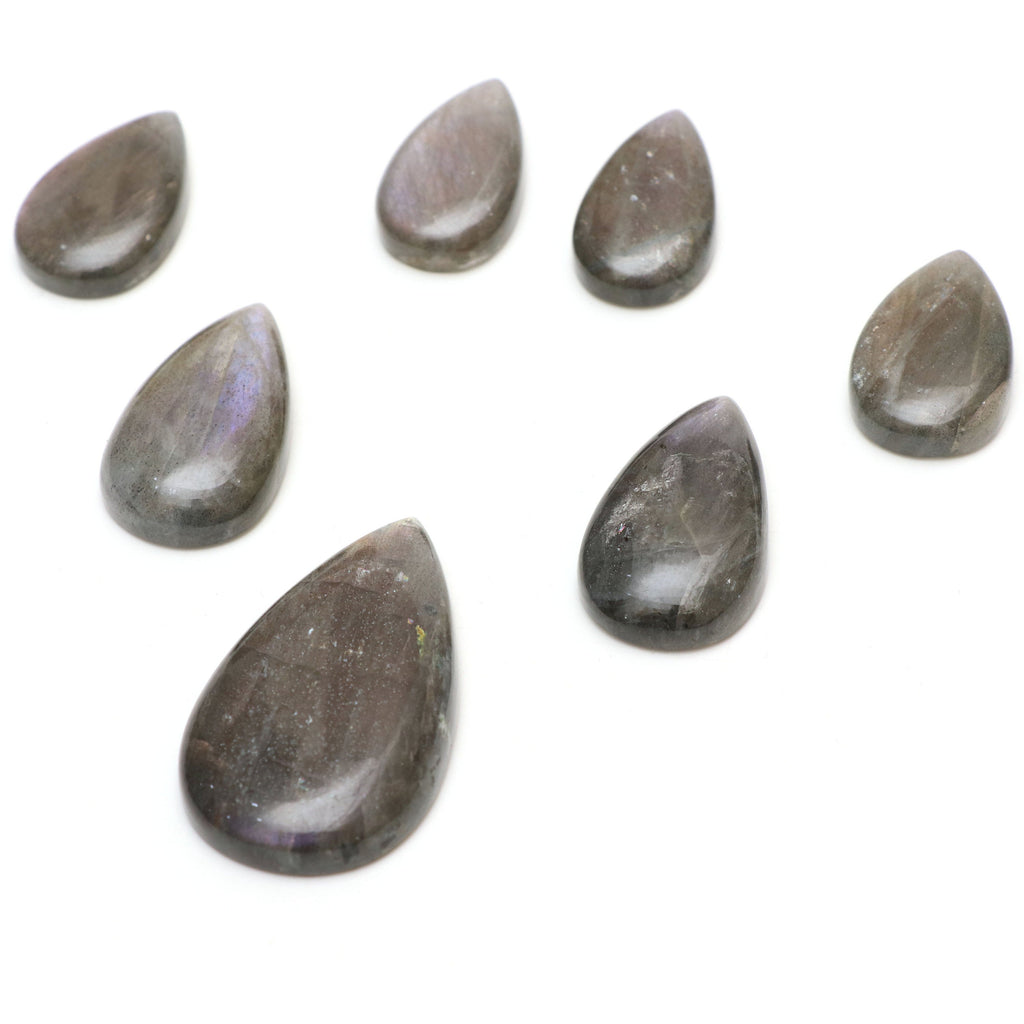 AAA Quality Natural Labradorite Smooth Pear Cabochon Gemstone | 15x27 mm to 25x45 mm | Gemstone Cabochon | Set of 7 Pieces - National Facets, Gemstone Manufacturer, Natural Gemstones, Gemstone Beads