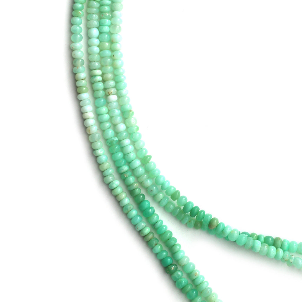 Green Opal Smooth Roundel Shape Beads, 4 mm to 6 mm, Green Opal Beads,- Gem Quality , 8 Inch / 16 Inch Full Strand, Price Per Strand - National Facets, Gemstone Manufacturer, Natural Gemstones, Gemstone Beads