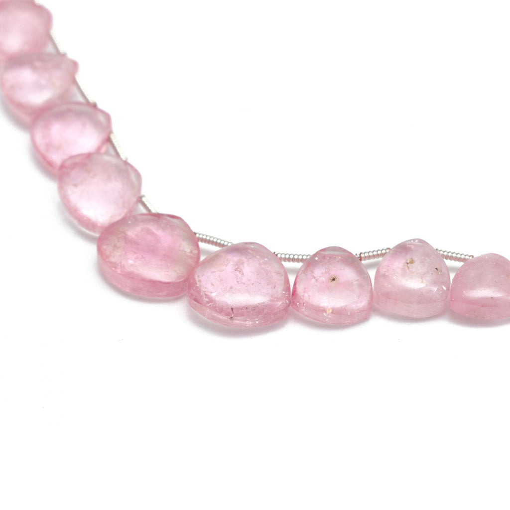 Natural Pink Tourmaline Smooth Heart Beads | Unique Pink Tourmaline | 7x7 mm to 12x12 mm | 8 Inch | Price Per Strand - National Facets, Gemstone Manufacturer, Natural Gemstones, Gemstone Beads