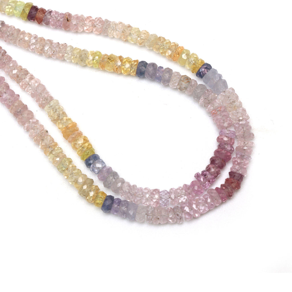 Multi Sapphire Faceted Tyre Beads | Sapphire Faceted Beads | 4 mm to 5 mm | Sapphire Tyre Beads | 8 Inch/ 18 Inch Strand, Price Per Strand - National Facets, Gemstone Manufacturer, Natural Gemstones, Gemstone Beads