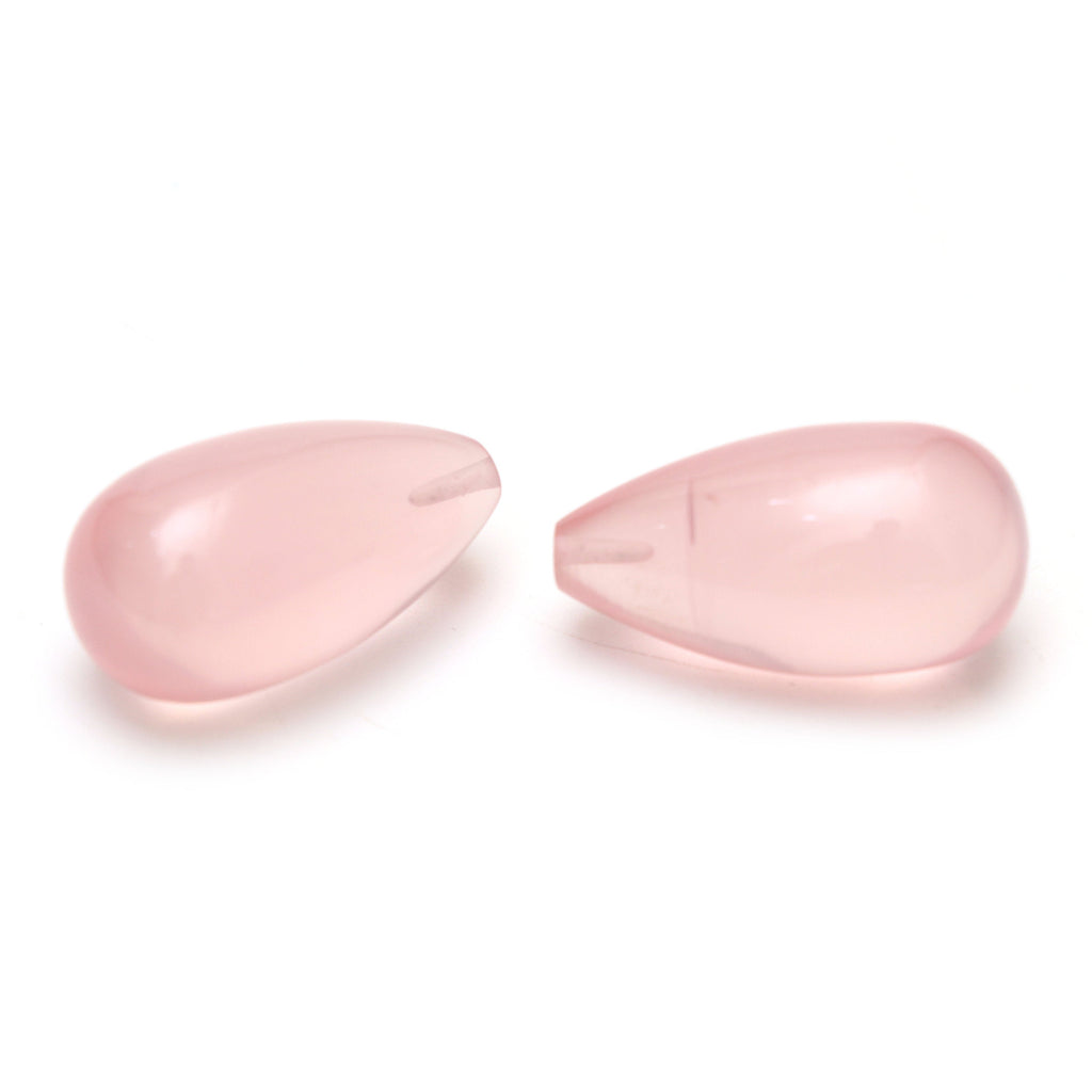 Natural Rose Quartz Smooth Top Drilled Drop Loose Cabochon Gemstone | 14x26 mm | Smooth Cabochon Gemstone | Pair ( 2 Pieces ) - National Facets, Gemstone Manufacturer, Natural Gemstones, Gemstone Beads