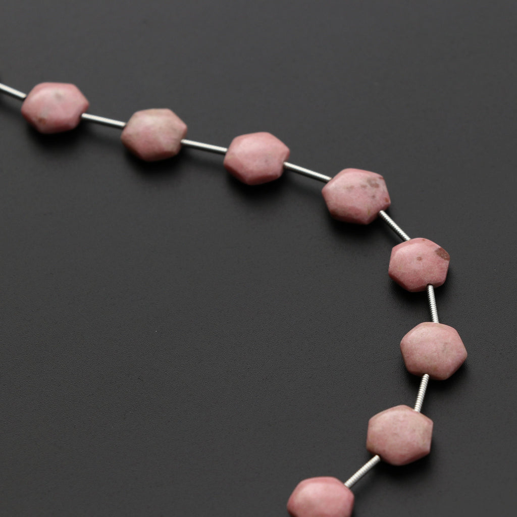 Thulite Smooth Hexagon Flats Beads - 4x10 mm - Thulite Cabochon- Gem Quality, 7 Inch/ 17 Cm Full Strand, Price Per Strand - National Facets, Gemstone Manufacturer, Natural Gemstones, Gemstone Beads