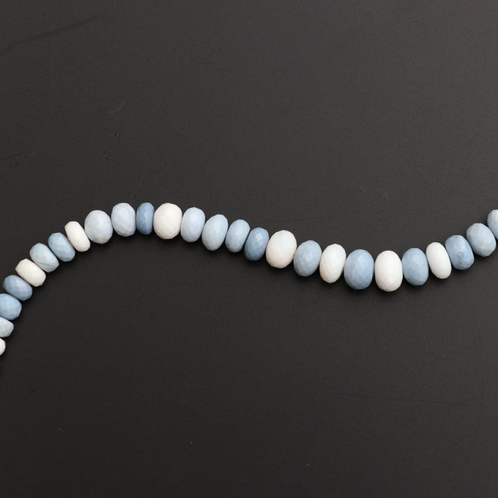 Blue Opal Roundel Faceted Beads - 6 mm to 8 mm - Blue Opal Graduation Gemstone - Gem Quality , 8 Inch/ 20 Cm Full Strand, Price Per Strand - National Facets, Gemstone Manufacturer, Natural Gemstones, Gemstone Beads