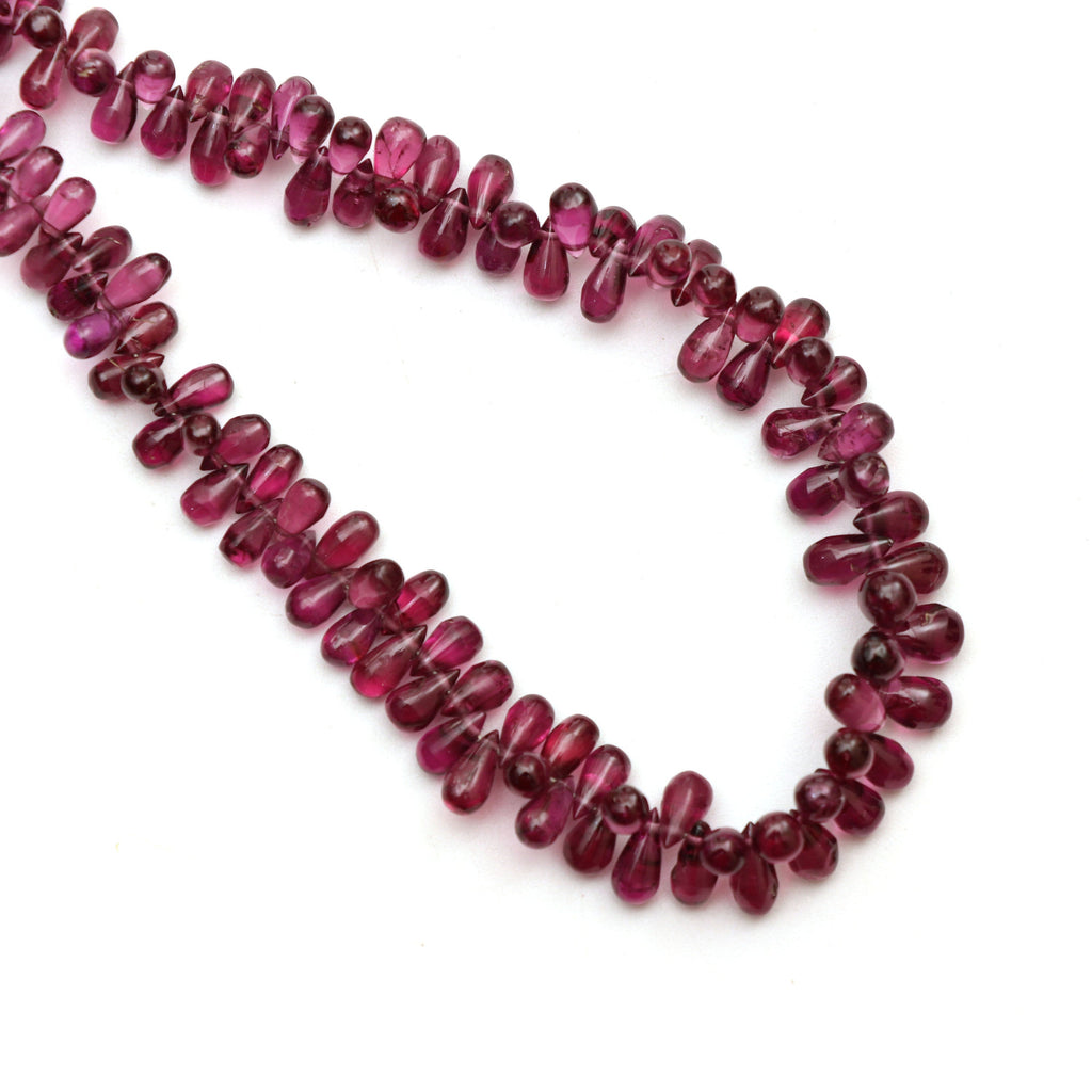 Natural Garnet Smooth Drop Beads | 4x2.5 mm to 7.5x4.5 mm | 9 Inch/ 18 Inch | Garnet Smooth Beads | Price Per Strand - National Facets, Gemstone Manufacturer, Natural Gemstones, Gemstone Beads