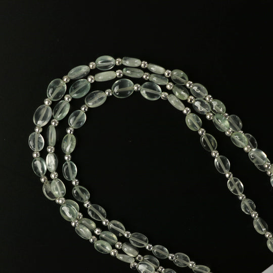 プレナイト スムース オーバル ビーズ、5x3 mm ～ 7x6 mm、プレナイト ジュエリー メイキング ビーズ、8 インチ ストランド