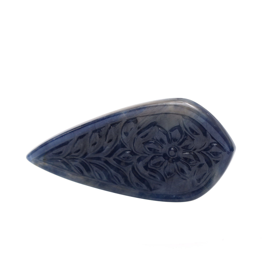 Natural Blue Sapphire Carving Leaf Shape Loose Gemstone - 45x22mm - Sapphire Leaf , Sapphire Carving Loose Gemstone ,Pair (2 Pieces) - National Facets, Gemstone Manufacturer, Natural Gemstones, Gemstone Beads