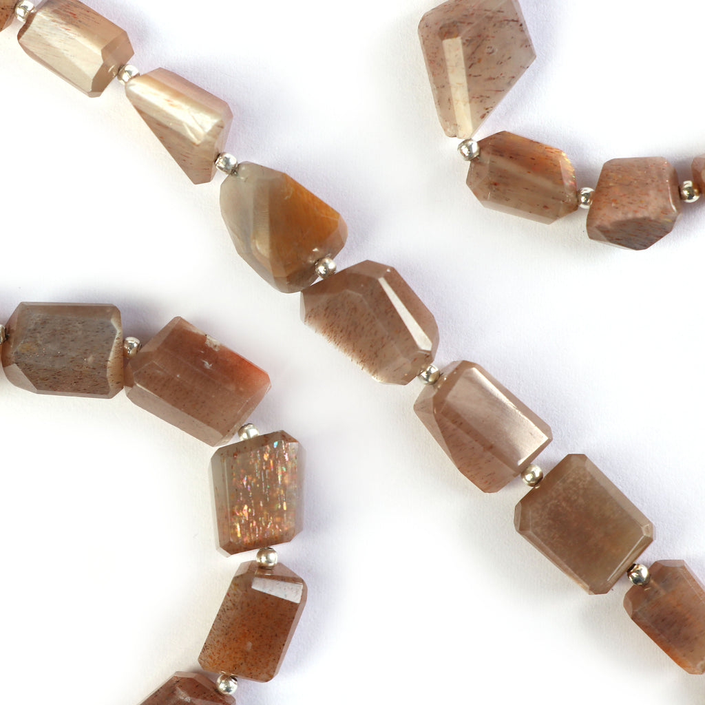 Brown Moonstone Faceted Tumble, Brown Moonstone Nuggets Beads 7x9 mm to 10x14 mm, Hand Made Necklace, 8 Inch , Moonstone Jewellery - National Facets, Gemstone Manufacturer, Natural Gemstones, Gemstone Beads