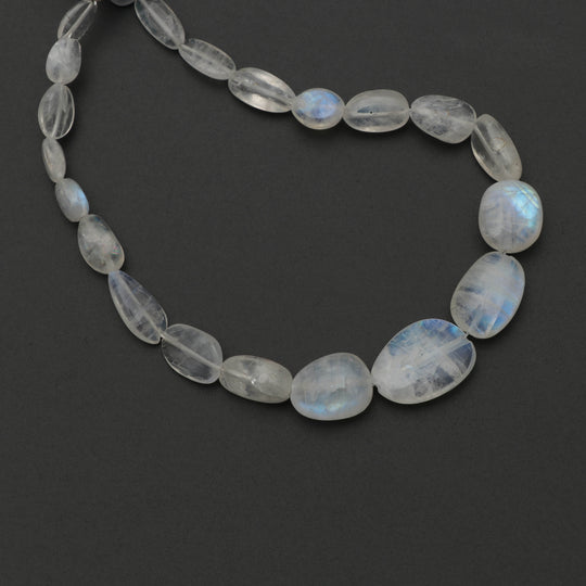 レインボー ムーンストーン スムース タンブル ビーズ - 5x7 mm ～ 11x15 mm - ムーンストーン ジュエリー メイキング ビーズ、8 インチ / 20 cm フル ストランド、1 ストランドあたりの価格