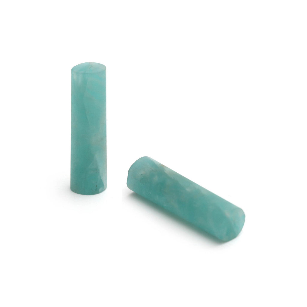 Amazonite Matte Finish Cylinder Gemstone, 8.5x30 MM, Matt Finish Gemstone , AA Quality , Price Per Pair Gemstone - National Facets, Gemstone Manufacturer, Natural Gemstones, Gemstone Beads