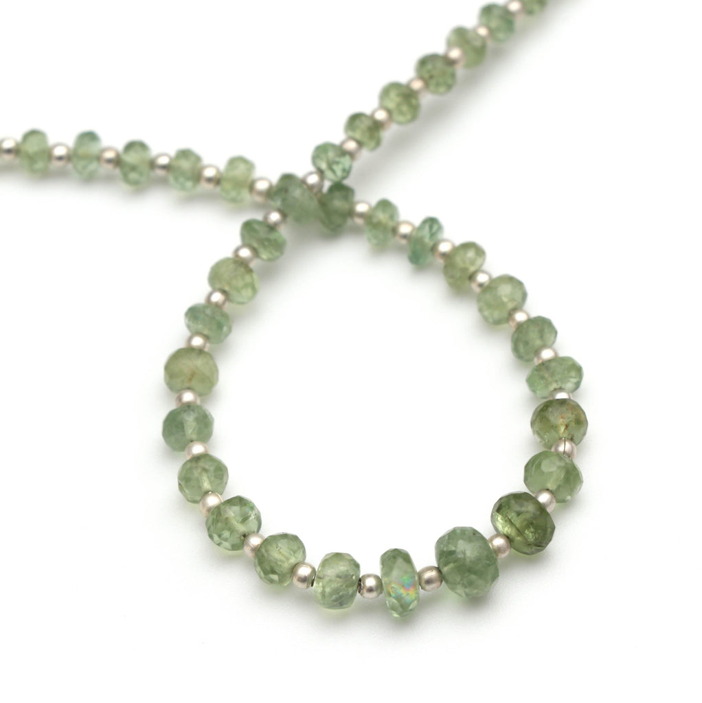 Mint Apatite Faceted Roundel Beads - 4 mm to 7 mm - Mint Apatite Beads - Gem Quality , 8 Inch/ 20 Cm Full Strand, Price Per Strand - National Facets, Gemstone Manufacturer, Natural Gemstones, Gemstone Beads