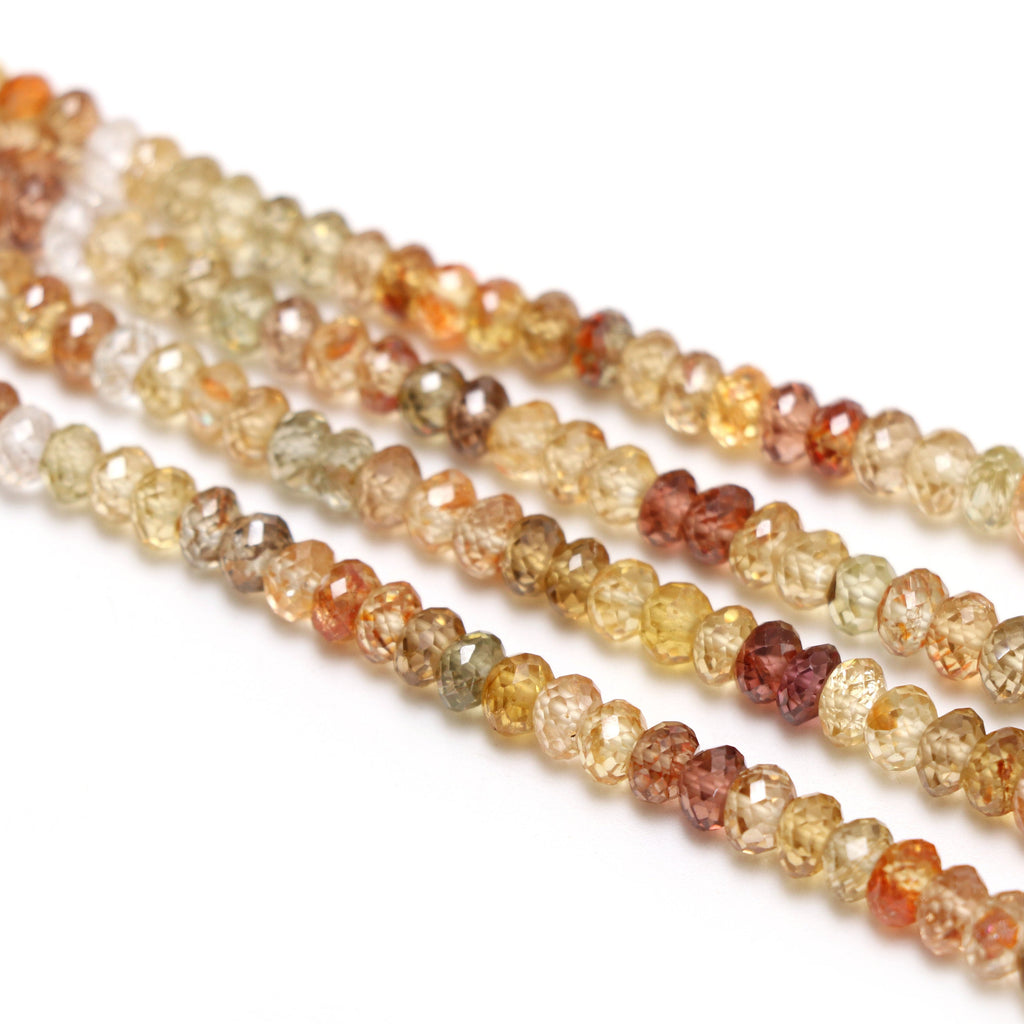 Multi Zircon Faceted Rondelle Beads | Zircon Beads | Multi Color Beads | 5 mm to 7 mm | 8 Inch / 17 Inch Full Strand | Price Per Strand - National Facets, Gemstone Manufacturer, Natural Gemstones, Gemstone Beads