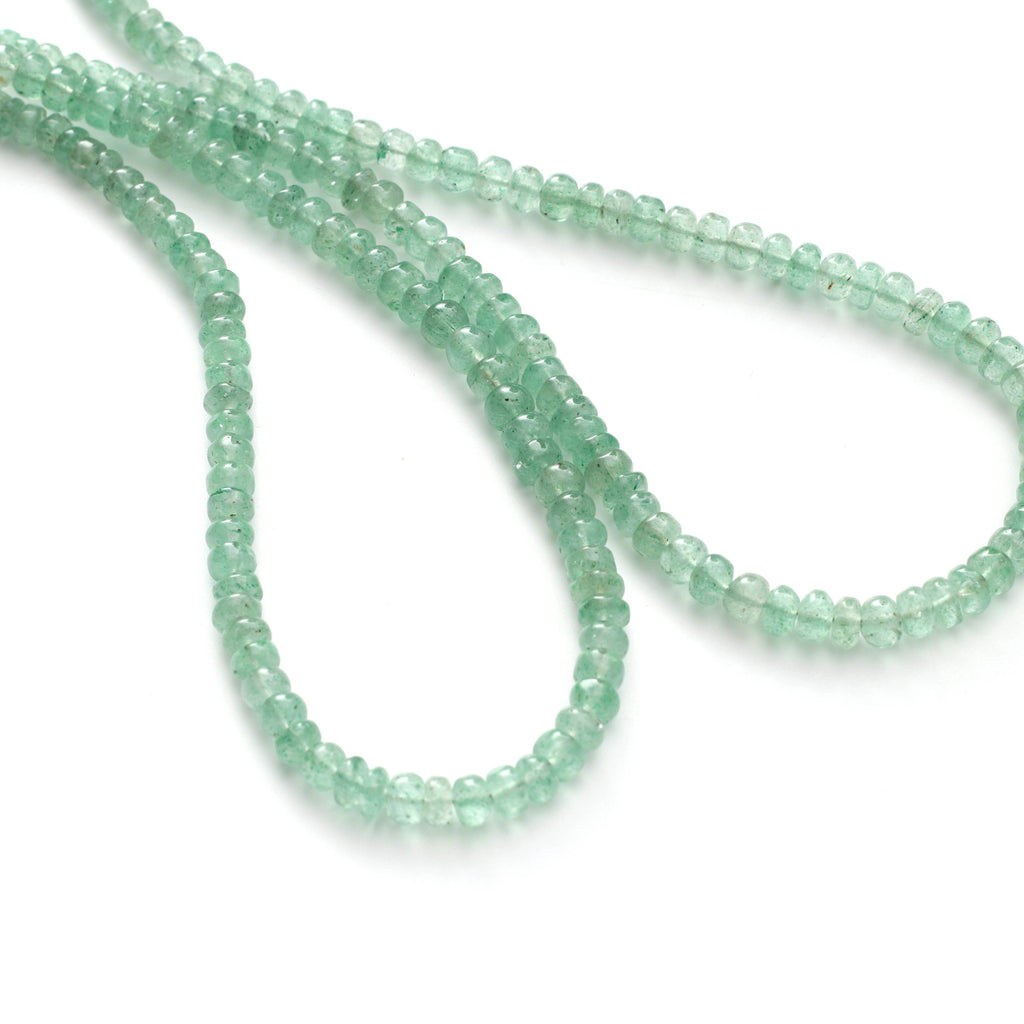 Green Quartz Smooth Roundel Beads, 4.5 mm to 5.5 mm, Green Quartz Beads - Gem Quality , 8 Inch/16 Inch Full Strand, Price Per Strand - National Facets, Gemstone Manufacturer, Natural Gemstones, Gemstone Beads