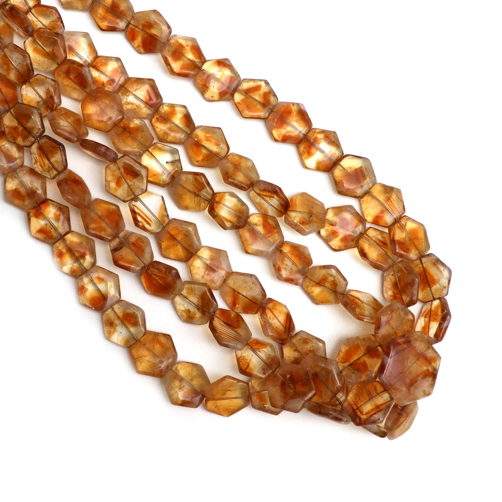 Citrine Smooth Hexagon Beads - 11 mm to 15 mm - BI Color Citrine Hexagon Gemstone , 8 Inch/16 Inch/18 Inch, Price Per Strand - National Facets, Gemstone Manufacturer, Natural Gemstones, Gemstone Beads