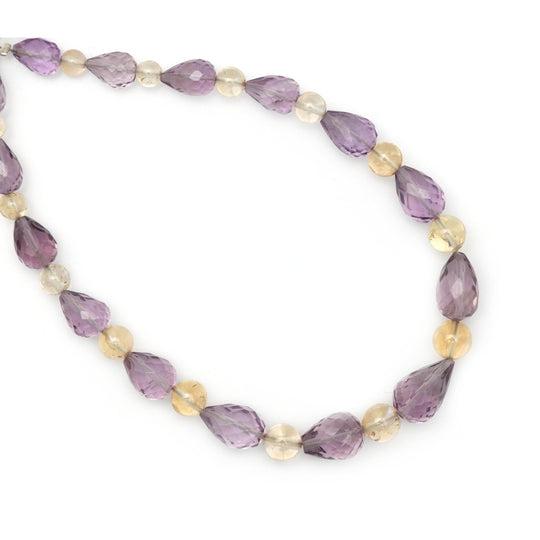 Amethyst+Citrine Faceted Tear Drops Straight Drill & Balls, Amethyst, Citrine Jewelry Making Beads, 4 MM to 12x8 mm, 16 Inch, Price Per Strand