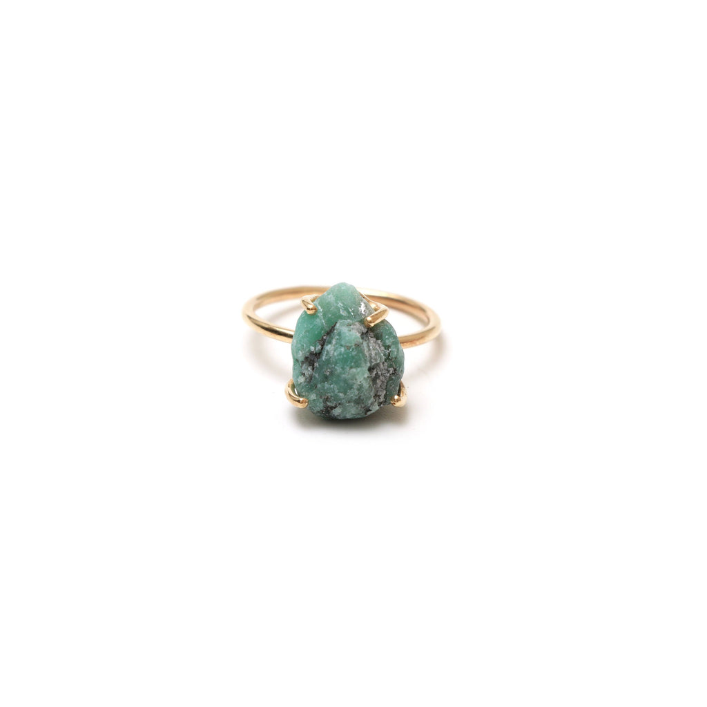 Emerald Rough Gemstone Prong Ring, 925 Sterling Silver Gold Plated ,Gift For Her, Set Of 5 Pieces - National Facets, Gemstone Manufacturer, Natural Gemstones, Gemstone Beads