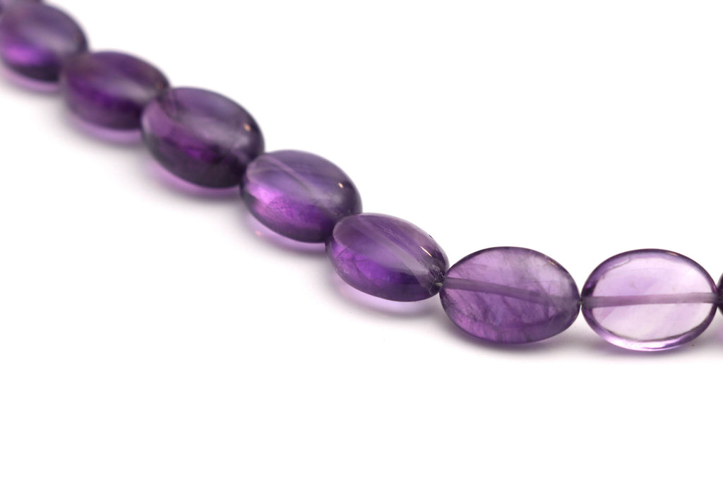 Amethyst Smooth Oval Beads , Amethyst Oval - 11x15 mm to 13x17 mm - Amethyst - Gem Quality , 8 Inch/ 20 Cm Full Strand, Price Per Strand - National Facets, Gemstone Manufacturer, Natural Gemstones, Gemstone Beads