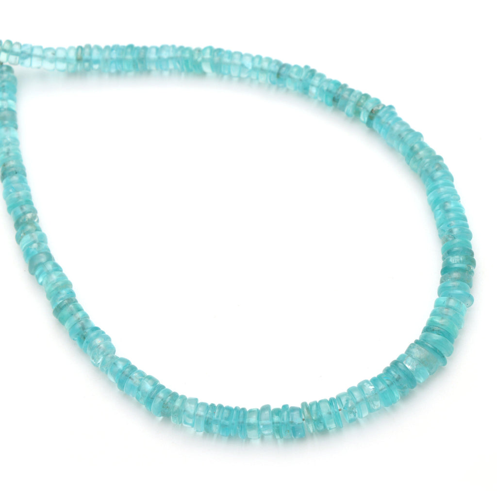 Sky Apatite Smooth Tyre Beads | Natural Sky Apatite | 3.5 mm to 5 mm | Gemstone Tyre Beads | Sky Apatite Smooth | Sky Apatite Beads | 8 Inch - National Facets, Gemstone Manufacturer, Natural Gemstones, Gemstone Beads