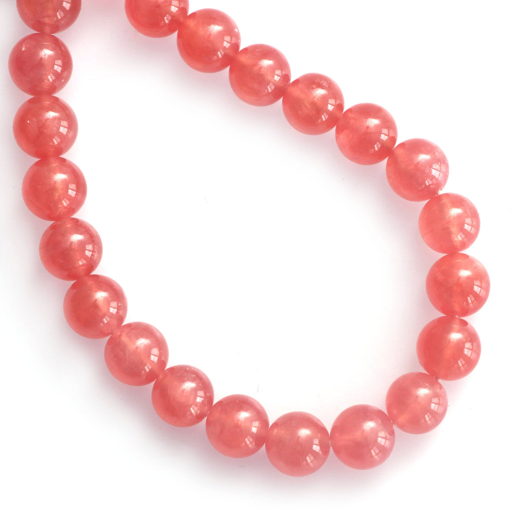 Rhodochrosite Smooth Balls Beads , Rhodochrosite Smooth Round , 9 mm Central Drill Beads , 8 Inch, Price Per Strands - National Facets, Gemstone Manufacturer, Natural Gemstones, Gemstone Beads