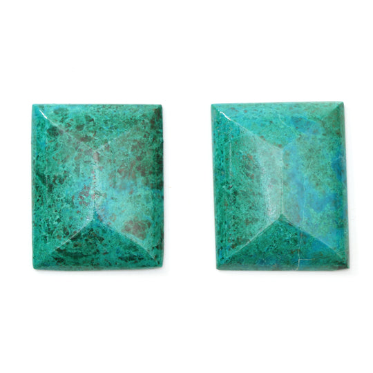 Natural Crysocolla Step Cut Rectangle Loose Gemstone | 25x32 mm | Crysocolla Jewelry Making Gemstone | Pair ( 2 Pieces )