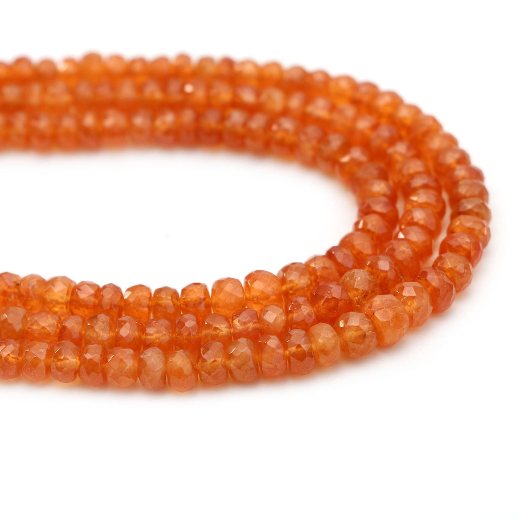 Spessartite Faceted Roundel Beads - 3.5mm to 6mm - Spessartite Roundel Beads - Gem Quality , 8 Inch/16 Inch Full Strand, Price Per Strand - National Facets, Gemstone Manufacturer, Natural Gemstones, Gemstone Beads