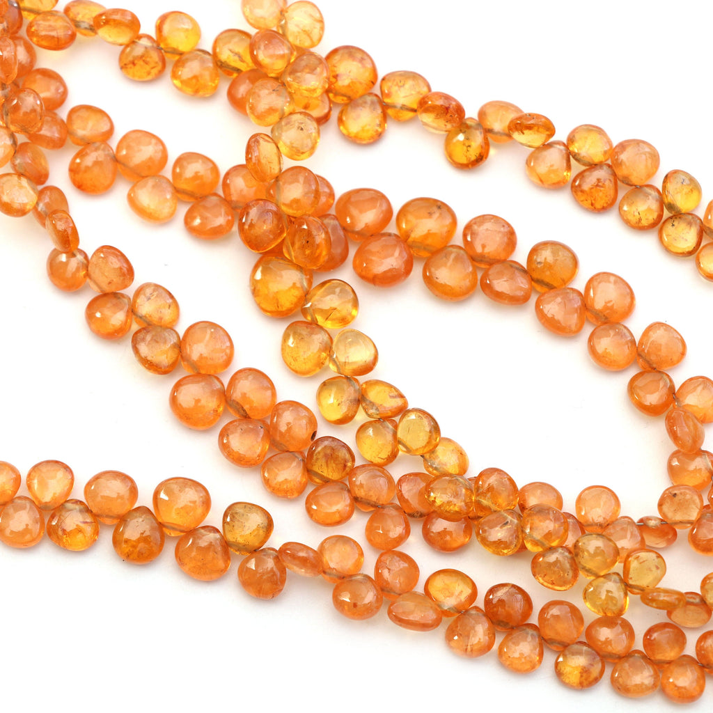 Spessartite Smooth Heart Beads- 4.5mm to 7.5mm Spessartite Heart Beads - Gem Quality, 8 Inch/16 Inch Full Strand, Price Per Strand - National Facets, Gemstone Manufacturer, Natural Gemstones, Gemstone Beads