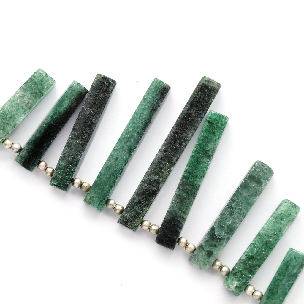 Natural Green Aventurine Smooth Long Slice | Green Aventurine, 5x14 mm to 5x25 mm | Green Aventurine Smooth | 4 inches strand - National Facets, Gemstone Manufacturer, Natural Gemstones, Gemstone Beads