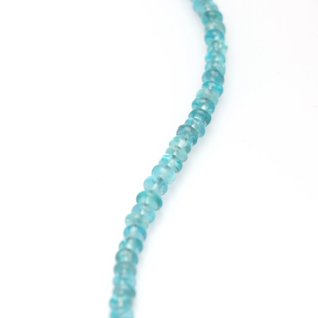 Sky Apatite Smooth Beads | Natural Sky Apatite | 4 mm to 5 mm | Gemstone Roundel Beads | Sky Apatite Smooth | Sky Apatite Beads | 8 Inch - National Facets, Gemstone Manufacturer, Natural Gemstones, Gemstone Beads