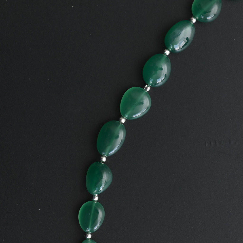 Natural Green Chalcedony Smooth Tumble - 8x6 mm to 13x9 mm - Green Chalcedony - Gem Quality ,7 Inch/ 20 Cm Full Strand, Price Per Strand - National Facets, Gemstone Manufacturer, Natural Gemstones, Gemstone Beads
