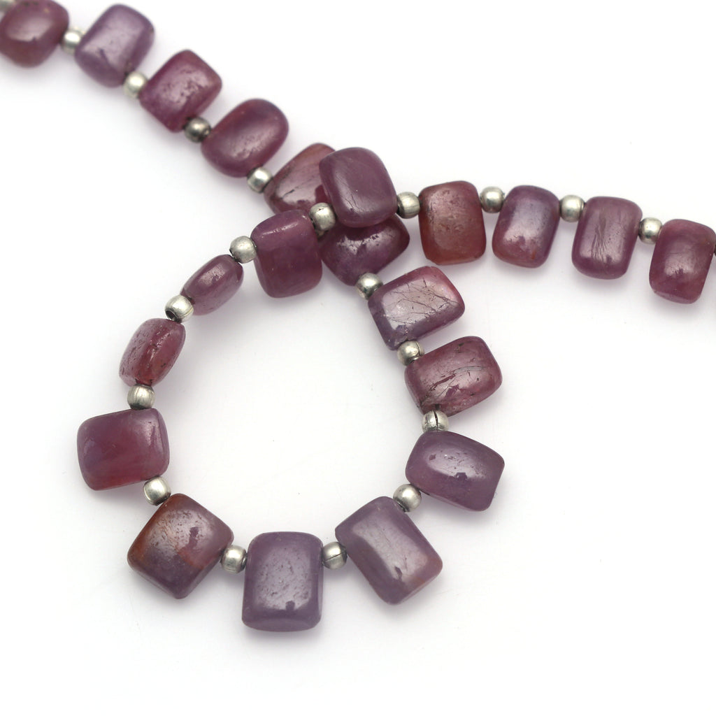 Natural Ruby Smooth Rectangle Shape Beads - 4x6 mm to 7x8 mm- Ruby Fancy Shape - Gem Quality , 20 Cm Full Strand, Price Per Strand - National Facets, Gemstone Manufacturer, Natural Gemstones, Gemstone Beads