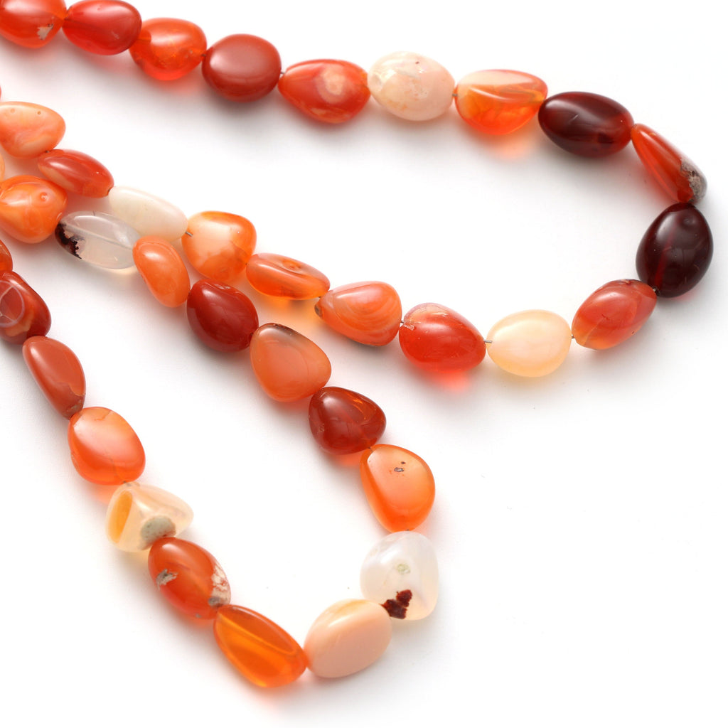 Fire Opal Smooth Tumble Beads - 5x6 mm to 7x11 mm - Fire Opal - Gem Quality , 8 Inch/16 Inch Full Strand, Price Per Strand - National Facets, Gemstone Manufacturer, Natural Gemstones, Gemstone Beads