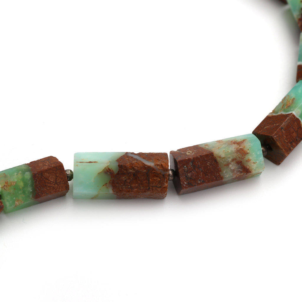 Green Opal Faceted Cylinder Beads- 8x8 mm to 9x18 mm - Green Opal Beads - Gem Quality , 8 Inch/ 20 Cm Full Strand, Price Per Strand - National Facets, Gemstone Manufacturer, Natural Gemstones, Gemstone Beads