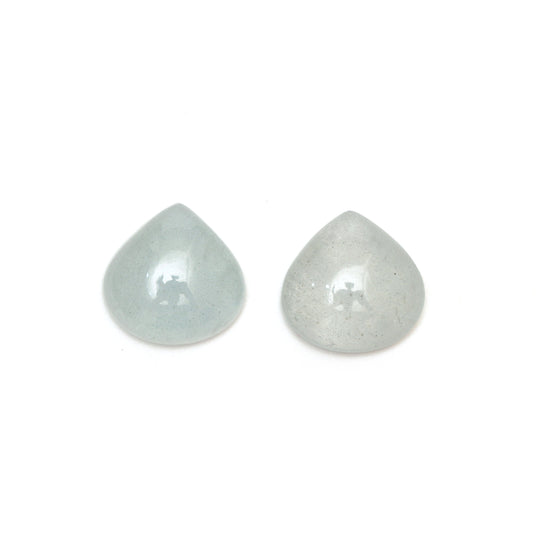 Milky Aqua Smooth Heart Cabochon Gemstone, 16 mm, Milky Aqua Gemstone, Plain Heart Stone, Pair ( 2 Pieces )