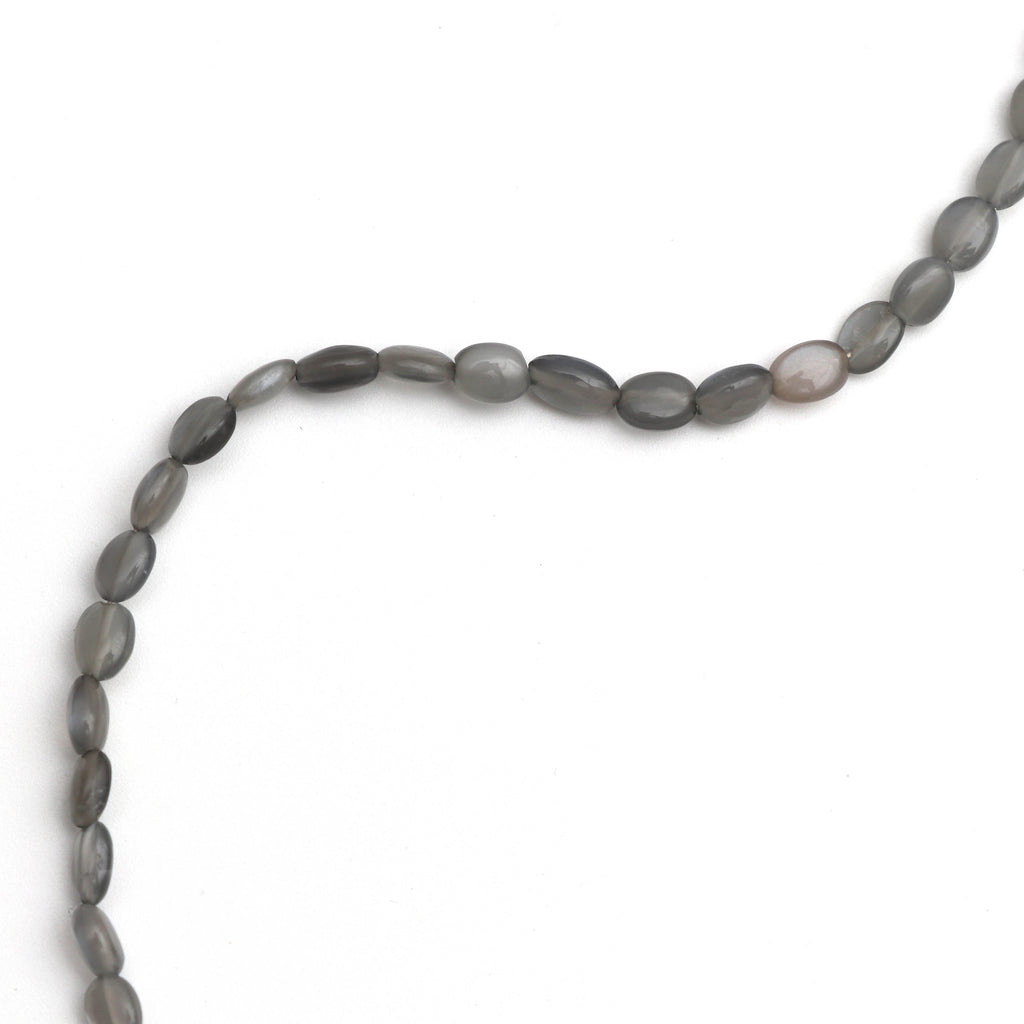 Gray Moonstone Smooth Oval Beads - 3x5 mm to 4x5 mm - Grey Moonstone - Gem Quality , 8 Inch/ 20 Cm Full Strand, Price Per Strand - National Facets, Gemstone Manufacturer, Natural Gemstones, Gemstone Beads