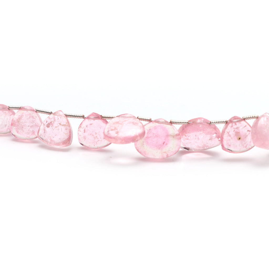 Natural Pink Tourmaline Smooth Heart Beads | Unique Pink Tourmaline | 7x7 mm to 12x12 mm | 8 Inch | Price Per Strand - National Facets, Gemstone Manufacturer, Natural Gemstones, Gemstone Beads