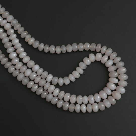 Lavender Chalcedony Faceted Roundel Beads, 7.5 mm To 10.5 mm, Chalcedony Jewelry Making Beads, 18 Inch/ 46 Cm Full Strand, Price Per Strand