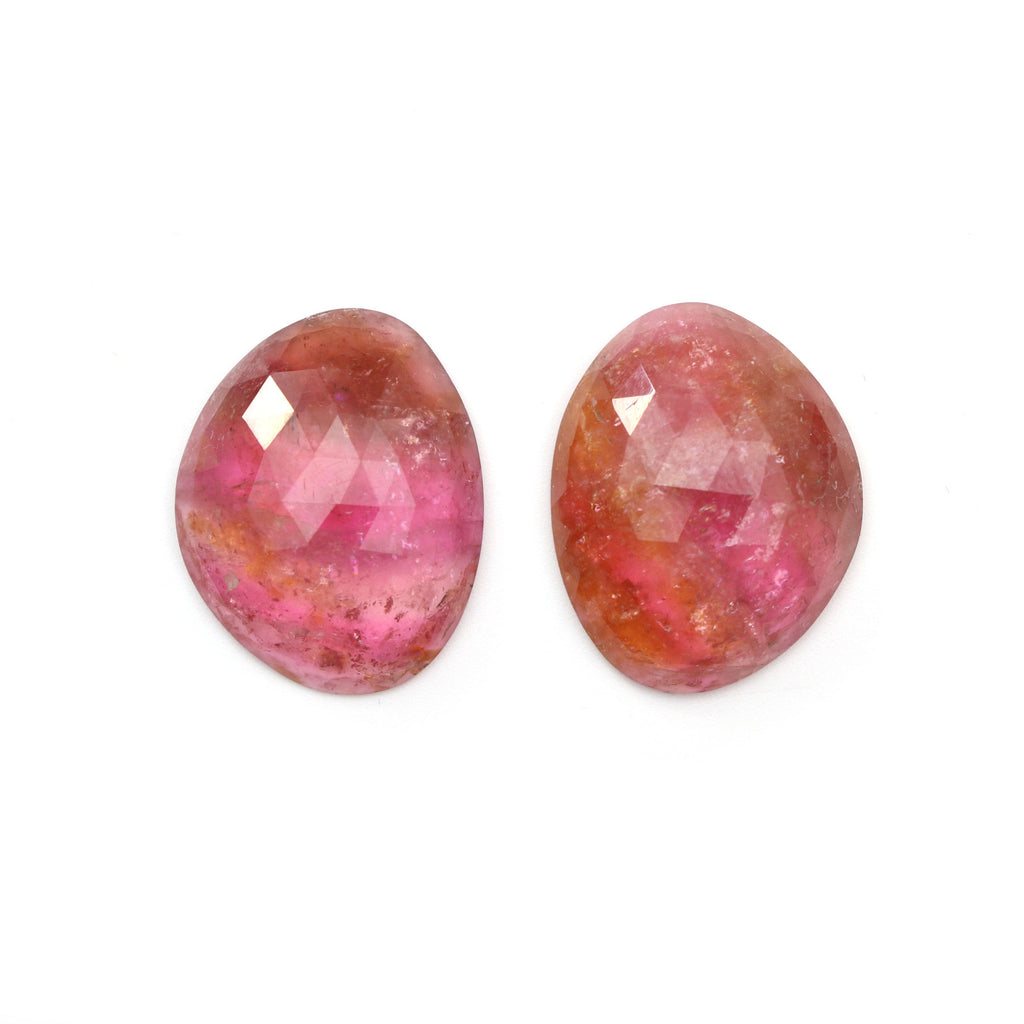 Natural Tourmaline Faceted (Rose Cut ) Organic Shape Loose Gemstone, 17x21 mm/ 17.5x22 mm, Faceted Gemstone, Pair (2Pieces) - National Facets, Gemstone Manufacturer, Natural Gemstones, Gemstone Beads