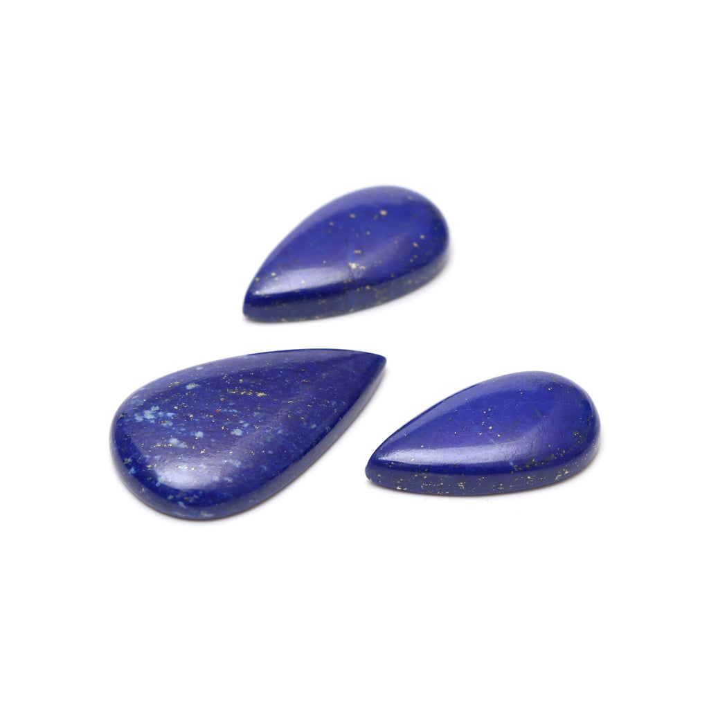 AAA Quality Natural Lapis Smooth Pear Cabochon Gemstone | 14x25 mm to 18x31 mm | Gemstone Cabochon | Set of 3 Pieces - National Facets, Gemstone Manufacturer, Natural Gemstones, Gemstone Beads