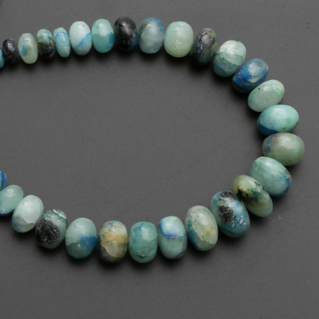 Azurite Feldspar Smooth Roundel Beads, Azurite Beads - 5mm to 10mm - Feldspar Azurite - Gem Quality, 6.5 Inch, Price Per Strand - National Facets, Gemstone Manufacturer, Natural Gemstones, Gemstone Beads