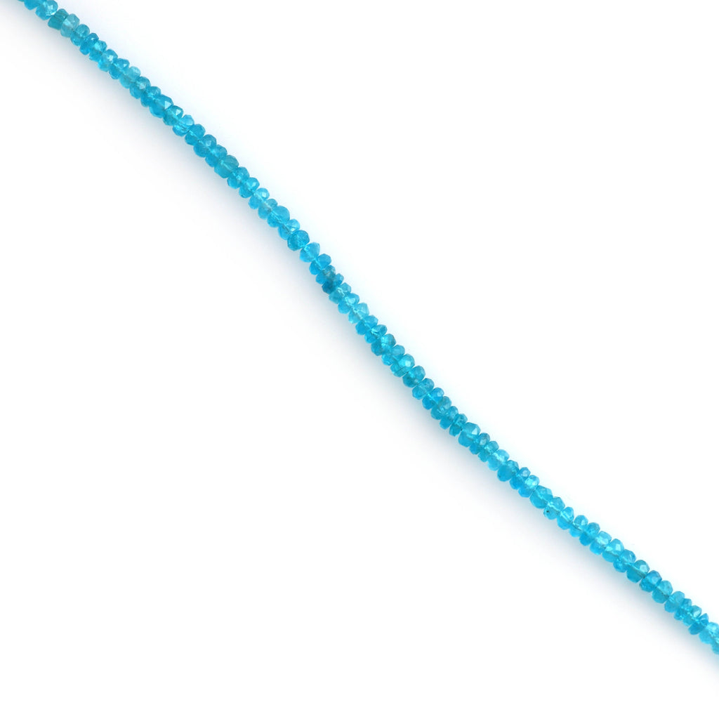 Neon Apatite Faceted Beads, Neon Apatite Micro Faceted Beads, Rondelle Beads-3 mm to 4 mm-Neon Apatite- Gem Quality, 8 Inch,Price Per Strand - National Facets, Gemstone Manufacturer, Natural Gemstones, Gemstone Beads