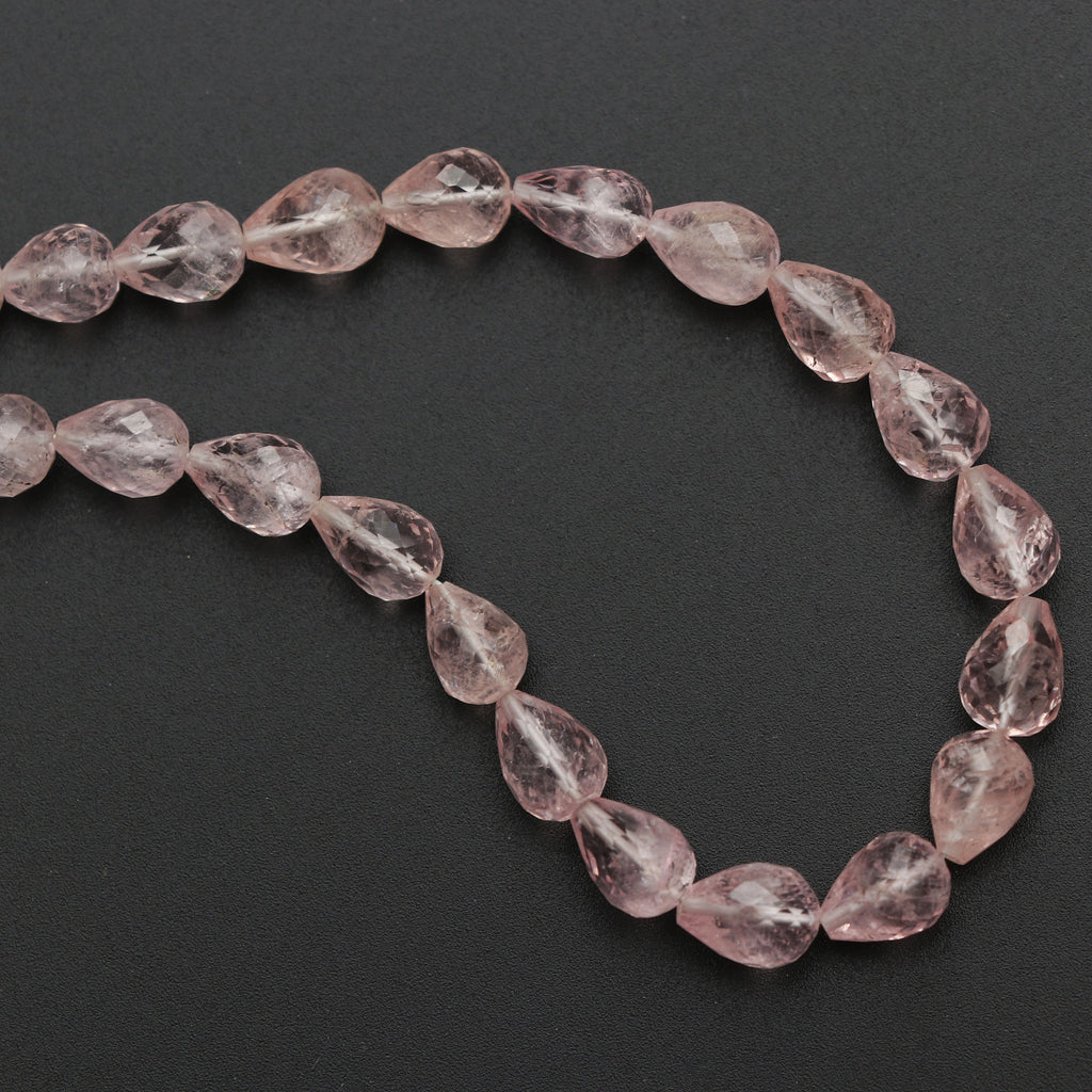 Morganite Faceted Drops Beads,5.4x7.5 mm to 6.5x8 mm, Morganite Tear Drop, - Gem Quality , 18 Inch/ 46 Cm Full Strand, Price Per Strand - National Facets, Gemstone Manufacturer, Natural Gemstones, Gemstone Beads
