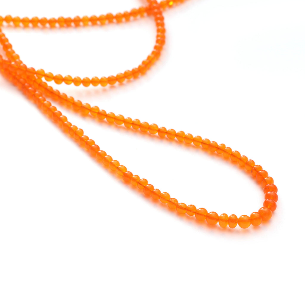 Orange Opal Dyed Smooth Round Balls - 4 mm to 4.5 mm - Orange Opal Beads - Gem Quality , 8 Inch/ 16 Inch Full Strand, Price Per Strand - National Facets, Gemstone Manufacturer, Natural Gemstones, Gemstone Beads